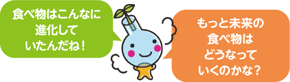 食べ物はこんなに進化していたんだね！もっと未来の食べ物はどうなっていくのかな？